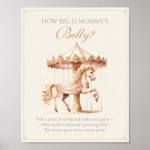Roze Vintage Carrouselpaard Hoe Groot is Mama's Bu Poster