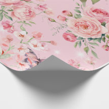 Roze Vintage Chic Rozen en Vlinders Patroon