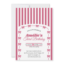 Roze Vintage Coquette Strik Meisje 3e Verjaardag