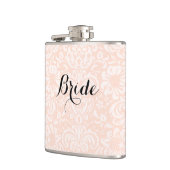 Roze Vintage Damast Bruid Fles Heupfles (Links)