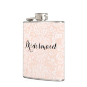 Roze Vintage Damast Bruidsmeisje Fles Heupfles (Links)