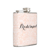 Roze Vintage Damast Bruidsmeisje Fles Heupfles (Rechts)