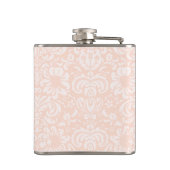Roze Vintage Damast Bruidsmeisje Fles Heupfles (Achterkant)