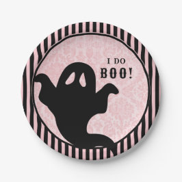 Roze Vintage Damast | Halloween Bruiloft Vleermuis Papieren Bordje