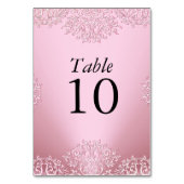 Roze Vintage Damast Trouwtafel Nummer Kaart (Achterkant)