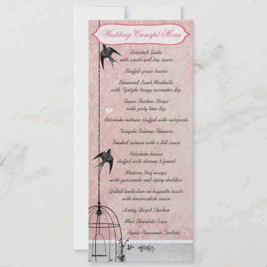 Roze Vintage Damast Vogelkooi Save the Date Kaart (Voorkant)