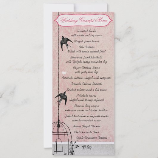 Roze Vintage Damast Vogelkooi Save the Date Kaart (Voorkant)