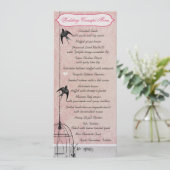 Roze vintage damasten vogelkooi Save the Date Menu (Staand voorkant)