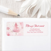 Roze Vintage Dennenbomen Kerst  Etiket (Insitu)