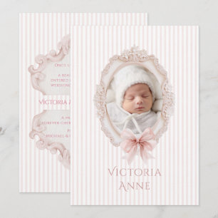 Roze Vintage Elegante Geboorteaankondiging Baby Me Kaart