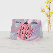 Roze vintage en abstract kerstbal kaart (Gele Bloem)