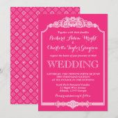 Roze vintage en klassieke trouwuitnodiging kaart (Voorkant / Achterkant)
