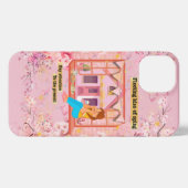 Roze Vintage Esthetische Collage iPhone Hoesje (Achterkant horizontaal)