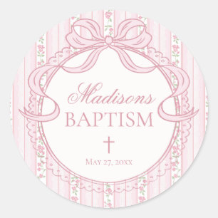 Roze Vintage Fancy Bloem Baptism Envelope Zegel