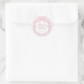 Roze Vintage Fancy Bloem Bruiloftszegel Ronde Sticker (Tas)