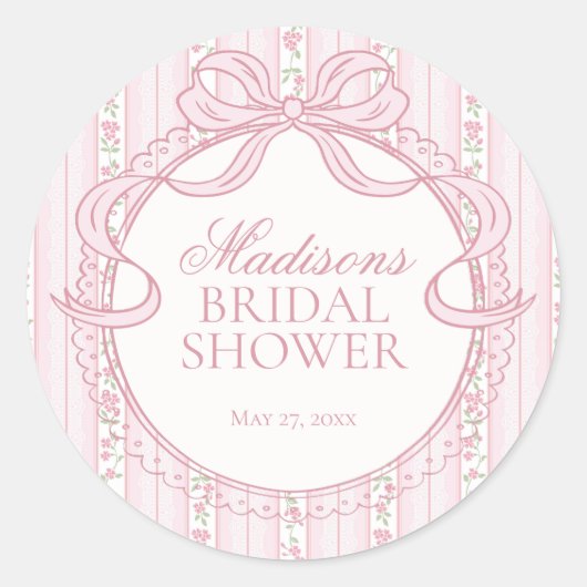 Roze Vintage Fancy Bloem Bruiloftszegel Ronde Sticker (Voorkant)