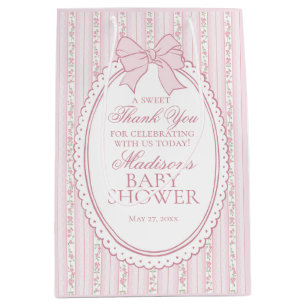 Roze Vintage Fancy Bloemige Baby Borrel Favors Medium Cadeauzakje