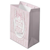 Roze Vintage Fancy Bloemige Bruidsfeest Favoren Medium Cadeauzakje (Achterkant Gekanteld)