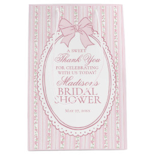 Roze Vintage Fancy Bloemige Bruidsfeest Favoren Medium Cadeauzakje