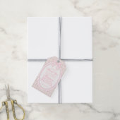 Roze Vintage Fancy Bloemige Bruiloftsshower Favore Cadeaulabel (Met Touw)
