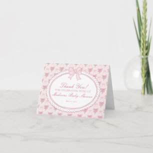 Roze Vintage Fancy Bloemige Dankjewelkaart Bedankkaart
