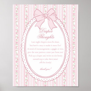 Roze Vintage Fancy Bloemige Luier Gedachten Baby Poster