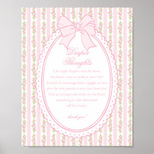 Roze Vintage Fancy Bloemige Luier Gedachten Baby Poster
