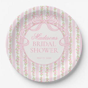 Roze Vintage Fancy Bloemrijke Bruiloftssalon Papieren Bordje