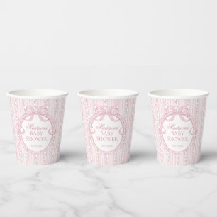 Roze Vintage Fantasie Bloemen Baby Shower Papieren Bekers
