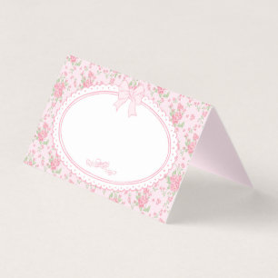Roze Vintage Fantasie Bloemen Placecard Tafel Deco Kaart