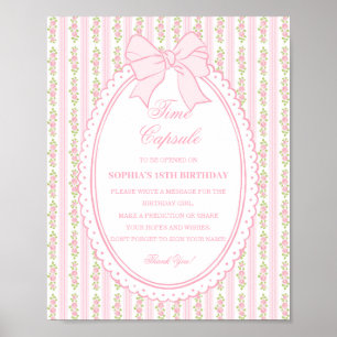 Roze Vintage Fantasie Bloemen Tijdscapsule Spel Poster