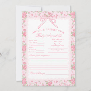Roze Vintage Fantasie Bloemige Baby Advieskaart Kaart