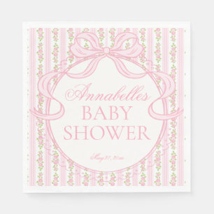 Roze Vintage Fantasie Bloemige Baby Shower Dessert Servet