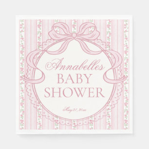 Roze Vintage Fantasie Bloemige Baby Shower Dessert Servet