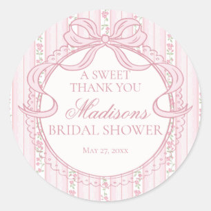 Roze Vintage Fantasie Bloemrijke Bruidsdouche Cirk Ronde Sticker