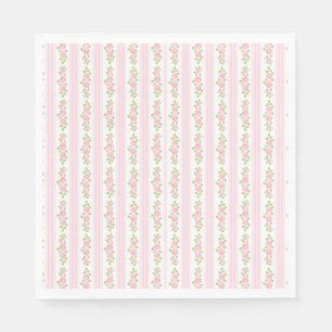 Roze Vintage Fantasie Bloemrijke Feest Dessert Servet