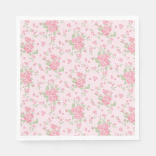 Roze Vintage Fantasie Bloemrijke Feest Dessert Servet