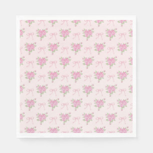 Roze Vintage Fantasie Bloemrijke Feest Dessert Servet