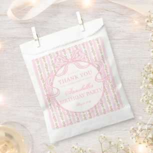 Roze Vintage Fantasie Bloemrijke Verjaardagsfeest Bedankzakje