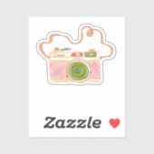 Roze Vintage Filmcamera Sticker (Vel)