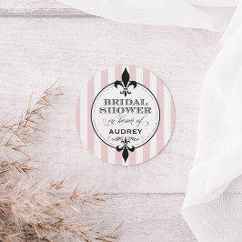 Roze Vintage Fleur de Lis Bruidsfeest Ronde Sticker