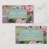 Roze Vintage Floral Visitekaartje (Voorkant / Achterkant)