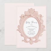 Roze Vintage Frame Baby Shower Kaart (Voorkant / Achterkant)