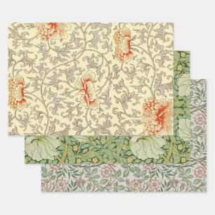 Roze vintage grijs botanisch bloemmotief inpakpapier vel