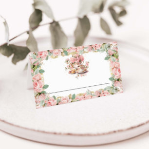 Roze Vintage Hoge Theepartij Baby Bruids- Plaatskaartje