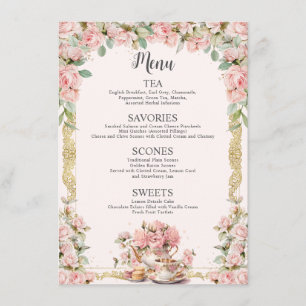 Roze Vintage Hoge Theepartij Baby Shower Notitiekaartje