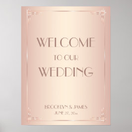 Roze vintage huwelijksreceptie bord afdrukken poster