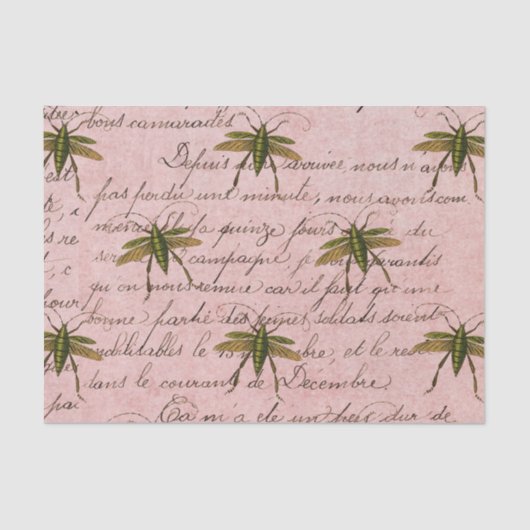 Roze Vintage Insect Tissuepapier (Voorkant)