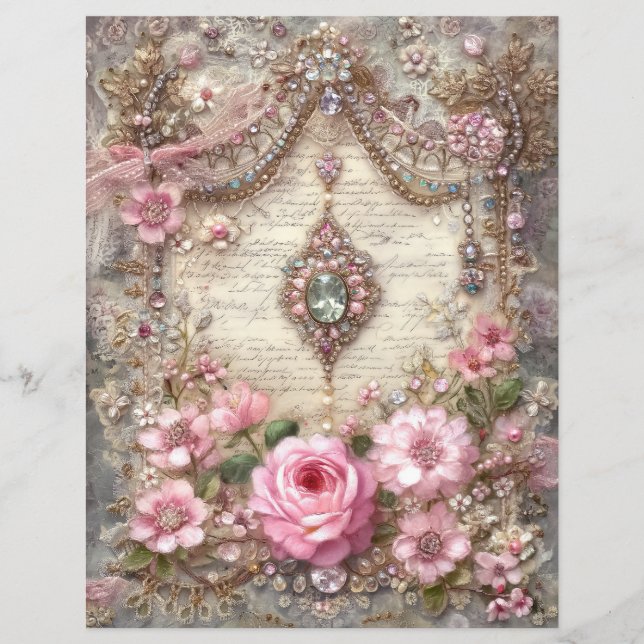 Roze Vintage Junk Journal Scrapbook Papier (Voorkant)