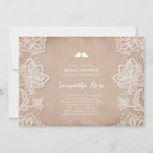 Roze Vintage Kant Bruidsuitnodiging